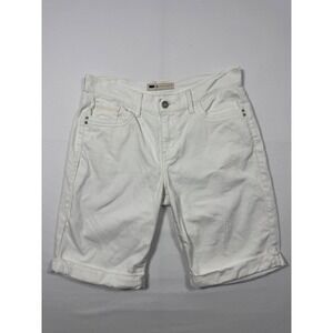 Coastal Levi's White Denim Bermuda Shorts Womens Size 6 White Mid Rise Cuffed